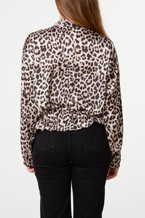 Satin Leopard Zip Through Jacket
