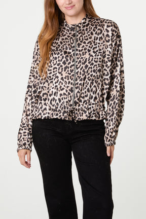 Satin Leopard Zip Through Jacket