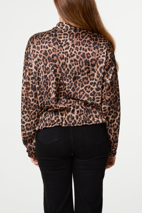 Satin Leopard Zip Through Jacket