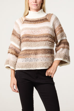 High Neck Ribbed Stripe Jumper