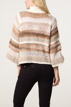 High Neck Ribbed Stripe Jumper