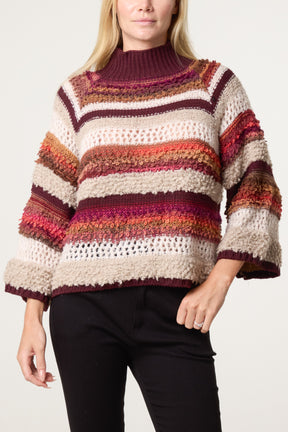High Neck Ribbed Stripe Jumper