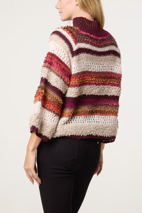 High Neck Ribbed Stripe Jumper