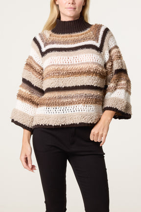 High Neck Ribbed Stripe Jumper
