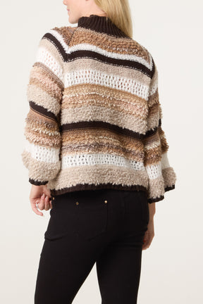 High Neck Ribbed Stripe Jumper