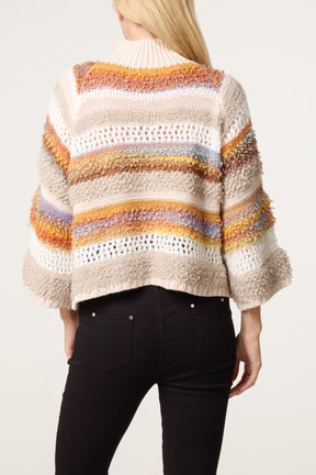 High Neck Ribbed Stripe Jumper