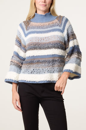 High Neck Ribbed Stripe Jumper