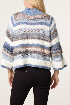 High Neck Ribbed Stripe Jumper