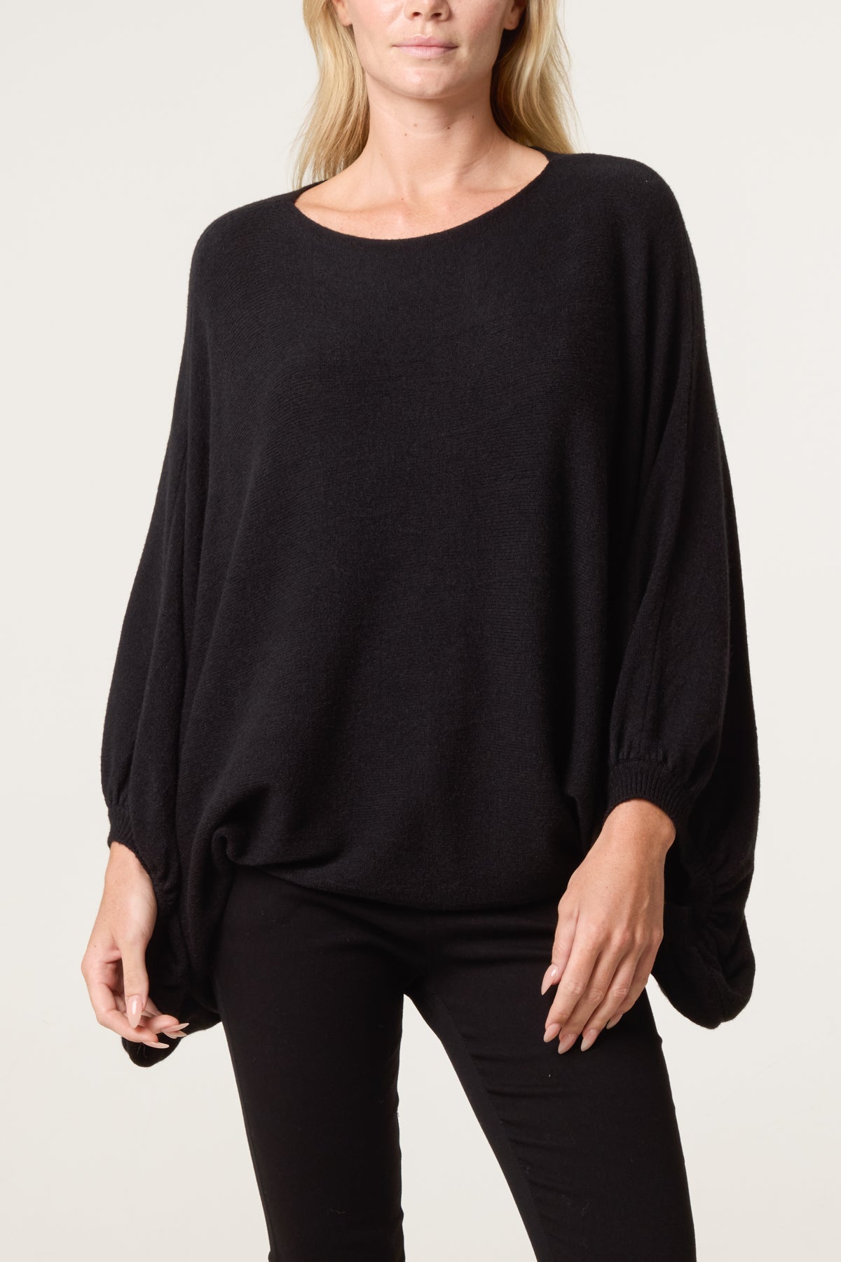 Batwing Knit Round Neck Jumper