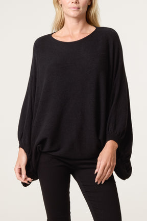 Batwing Knit Round Neck Jumper