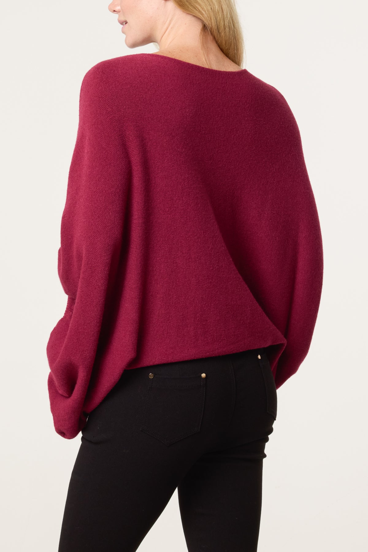 Batwing Knit Round Neck Jumper