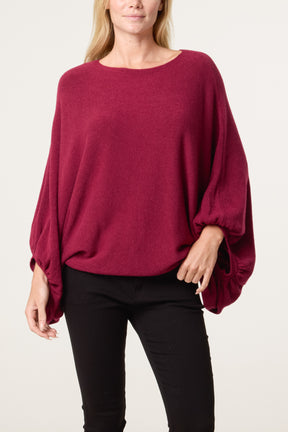 Batwing Knit Round Neck Jumper