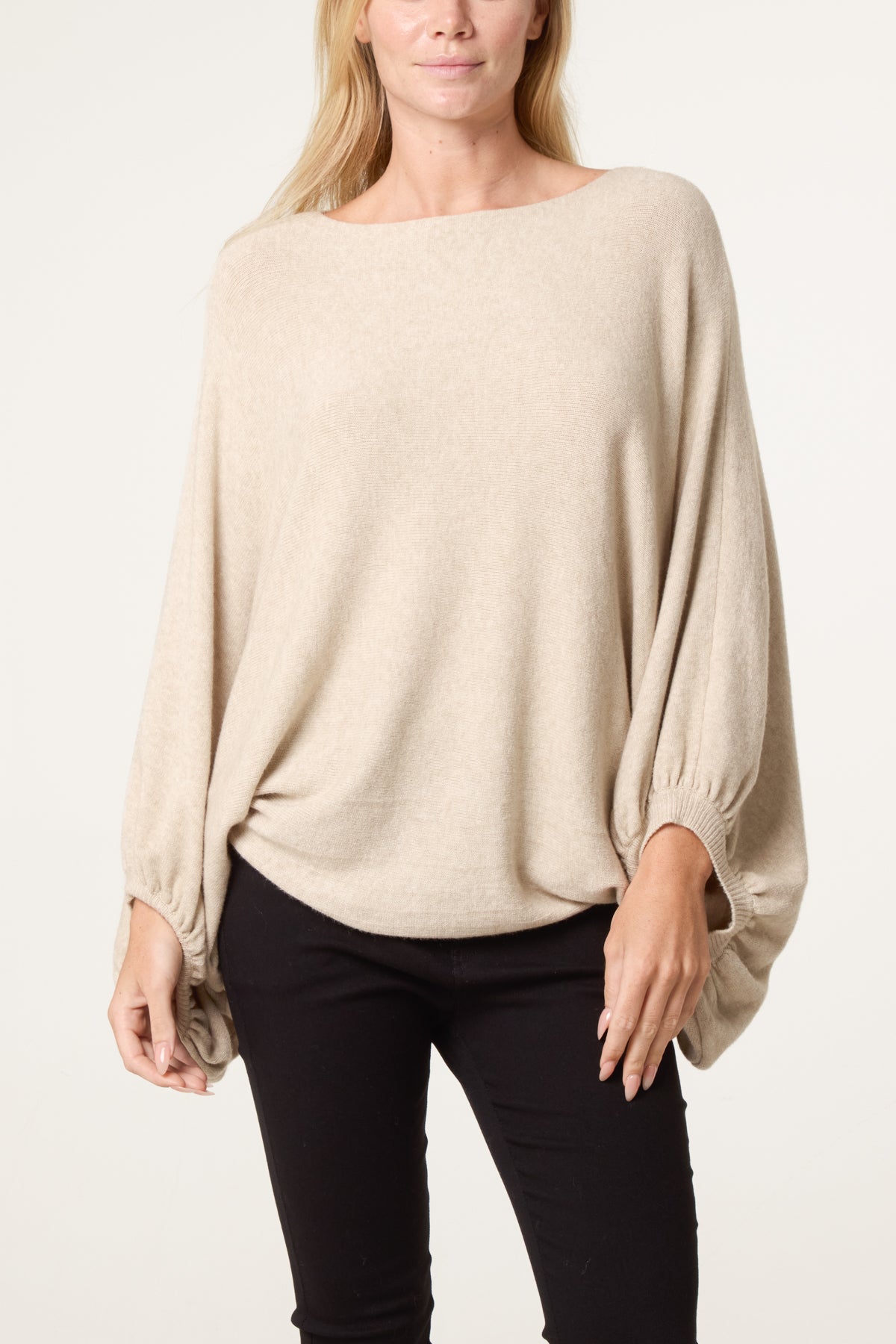 Batwing Knit Round Neck Jumper