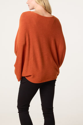 Batwing Knit Round Neck Jumper