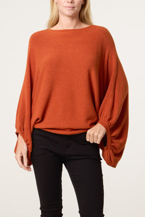 Batwing Knit Round Neck Jumper