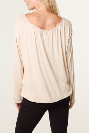 Scoop Neck Bubble Hem Top