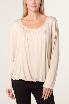 Scoop Neck Bubble Hem Top