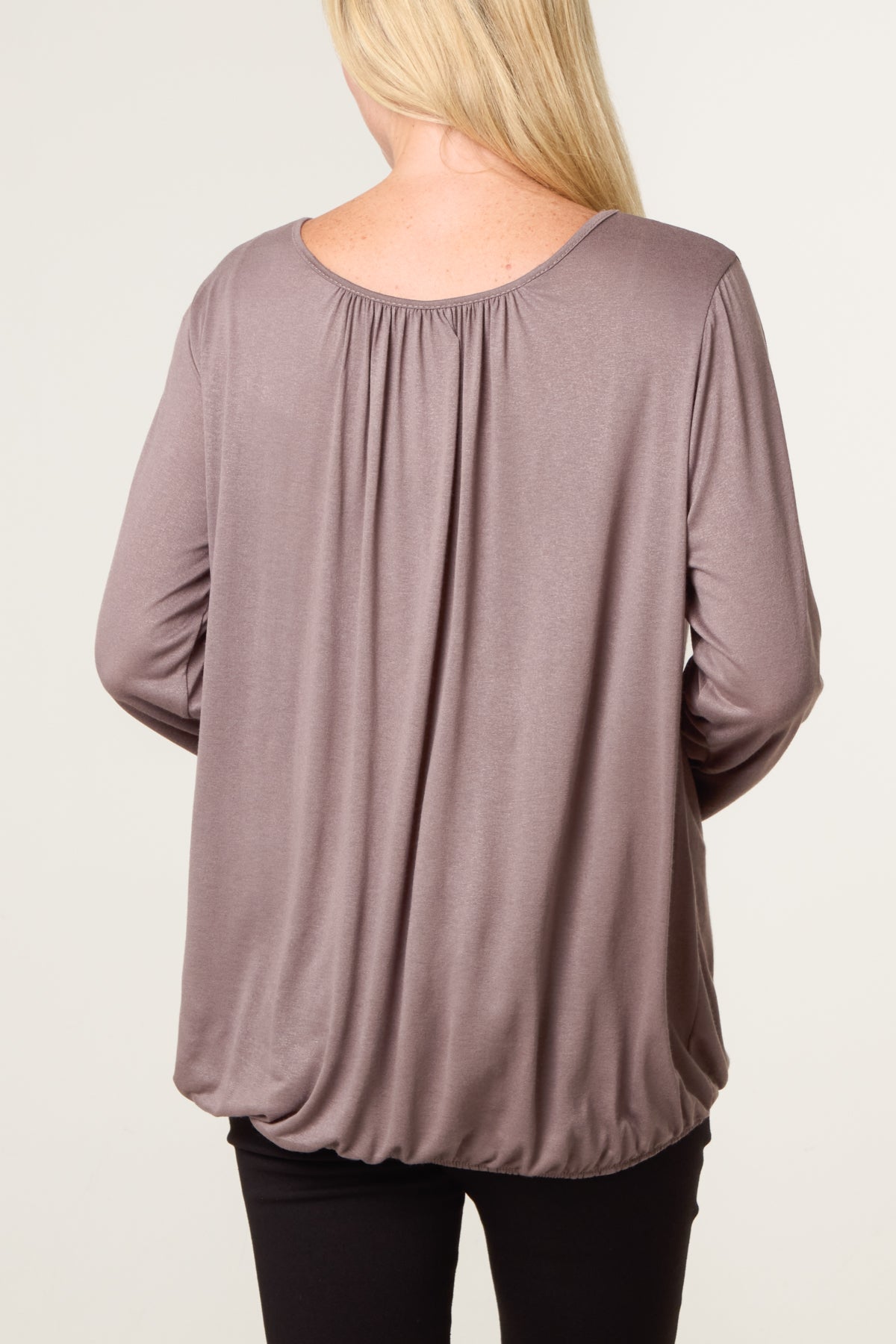 Scoop Neck Bubble Hem Top