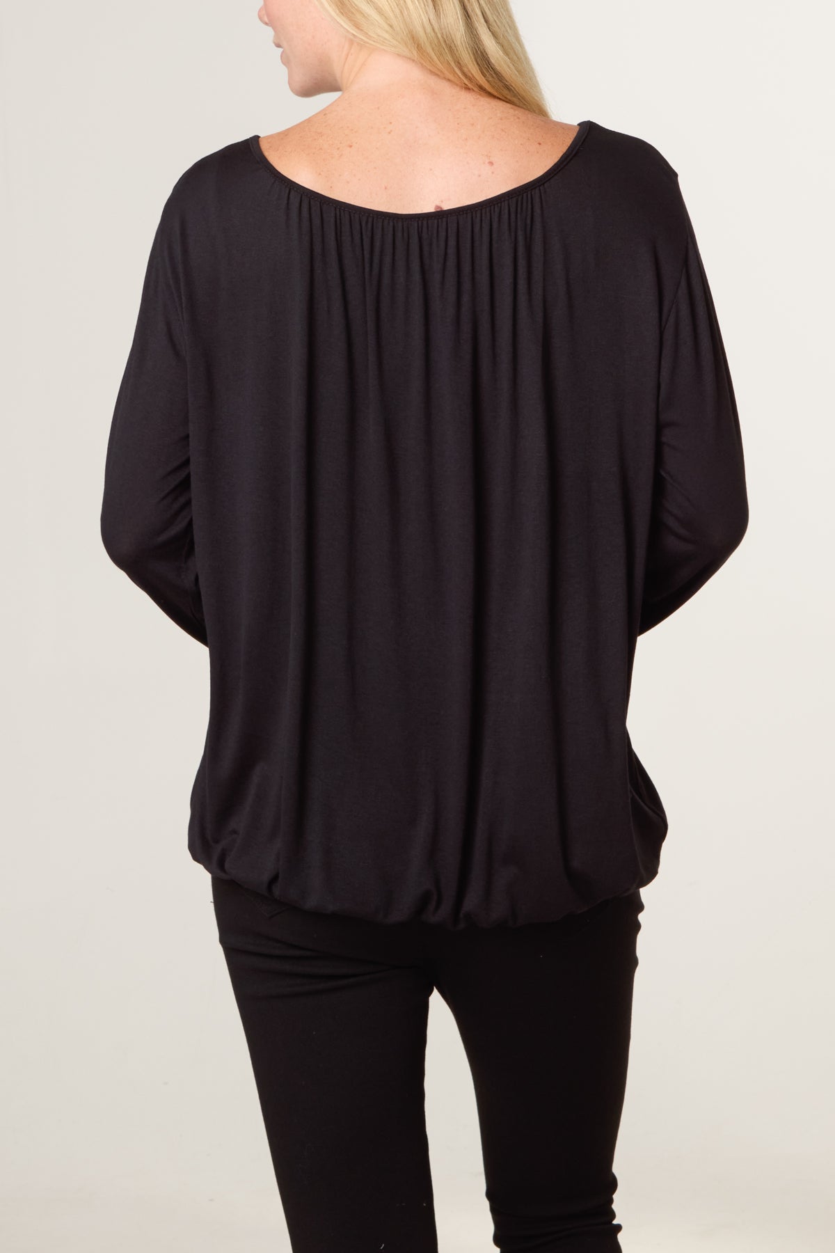 Scoop Neck Bubble Hem Top