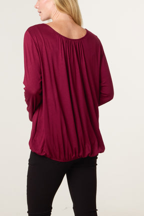 Scoop Neck Bubble Hem Top
