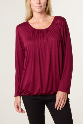 Scoop Neck Bubble Hem Top