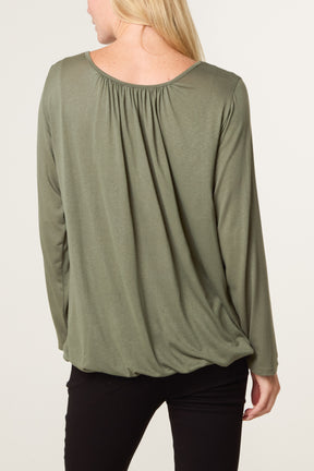 Scoop Neck Bubble Hem Top