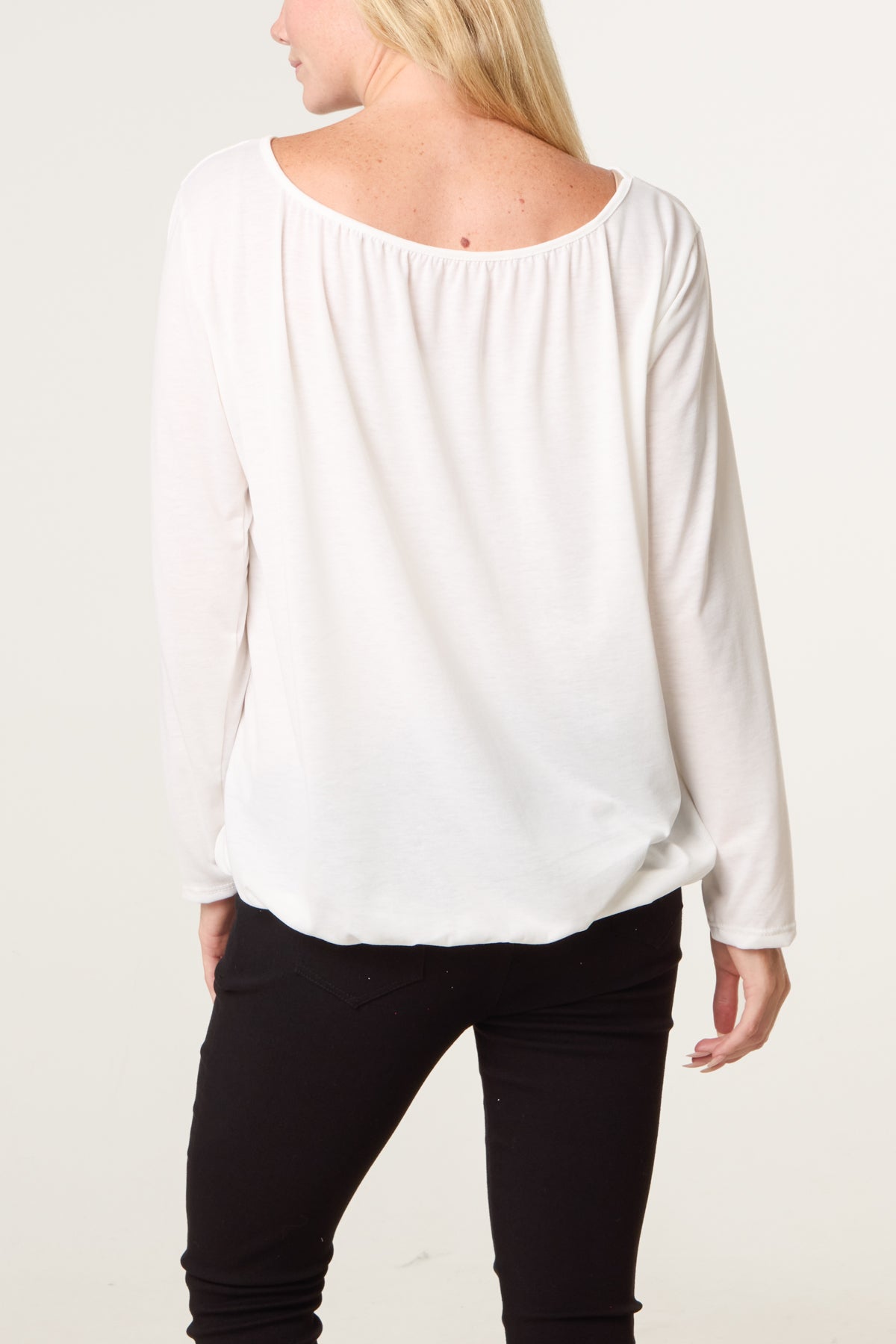 Scoop Neck Bubble Hem Top