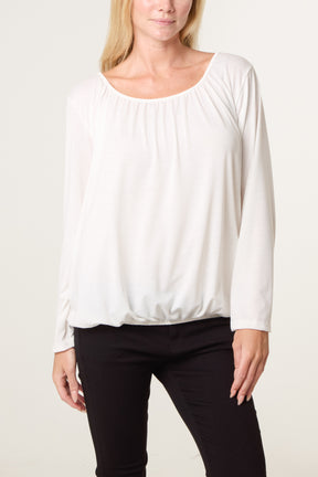 Scoop Neck Bubble Hem Top