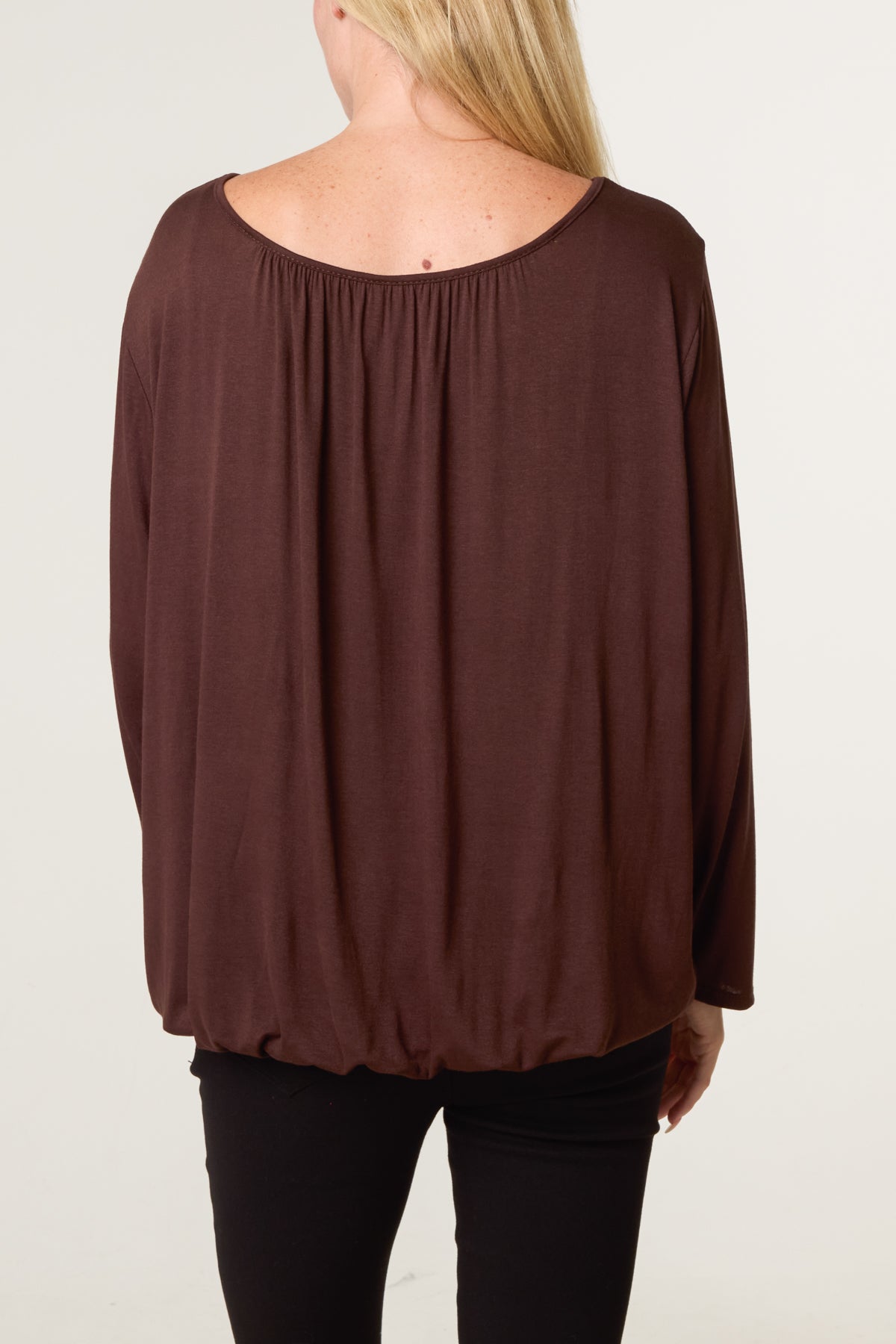 Scoop Neck Bubble Hem Top