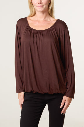 Scoop Neck Bubble Hem Top