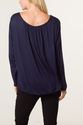 Scoop Neck Bubble Hem Top