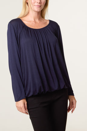 Scoop Neck Bubble Hem Top