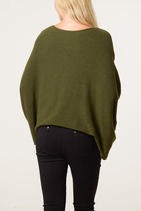 Batwing Knit Round Neck Jumper