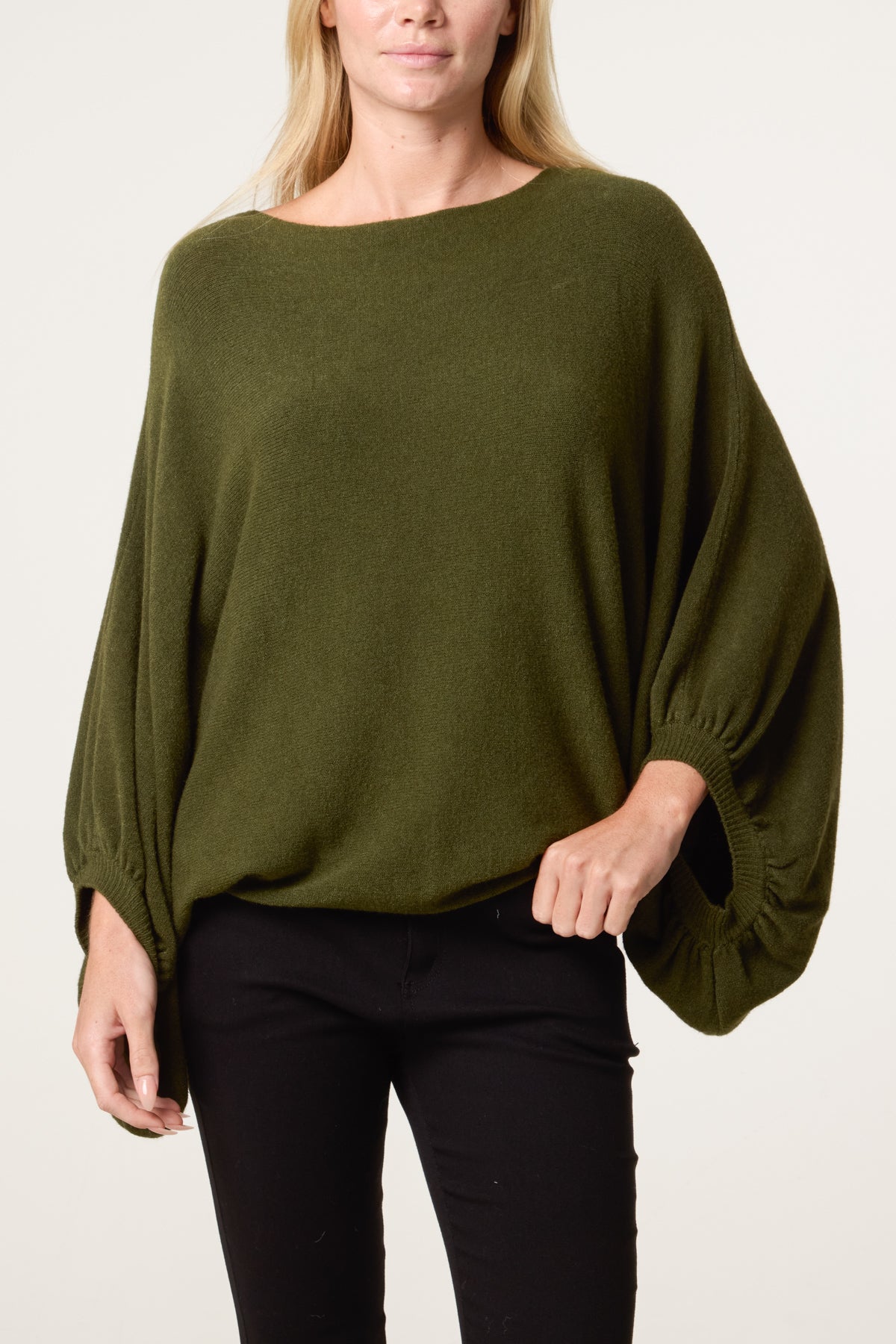 Batwing Knit Round Neck Jumper