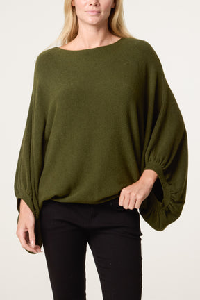 Batwing Knit Round Neck Jumper
