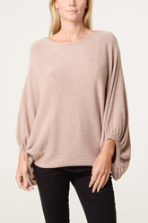 Batwing Knit Round Neck Jumper