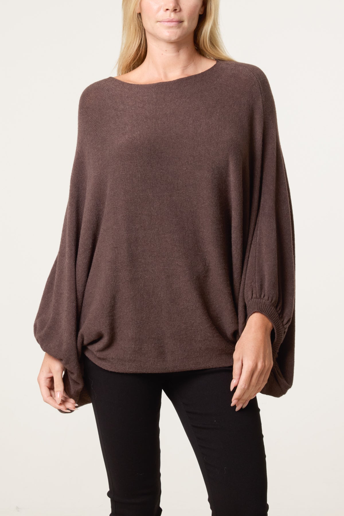 Batwing Knit Round Neck Jumper