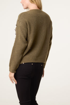 Military Band Fluffy Knit Jumper