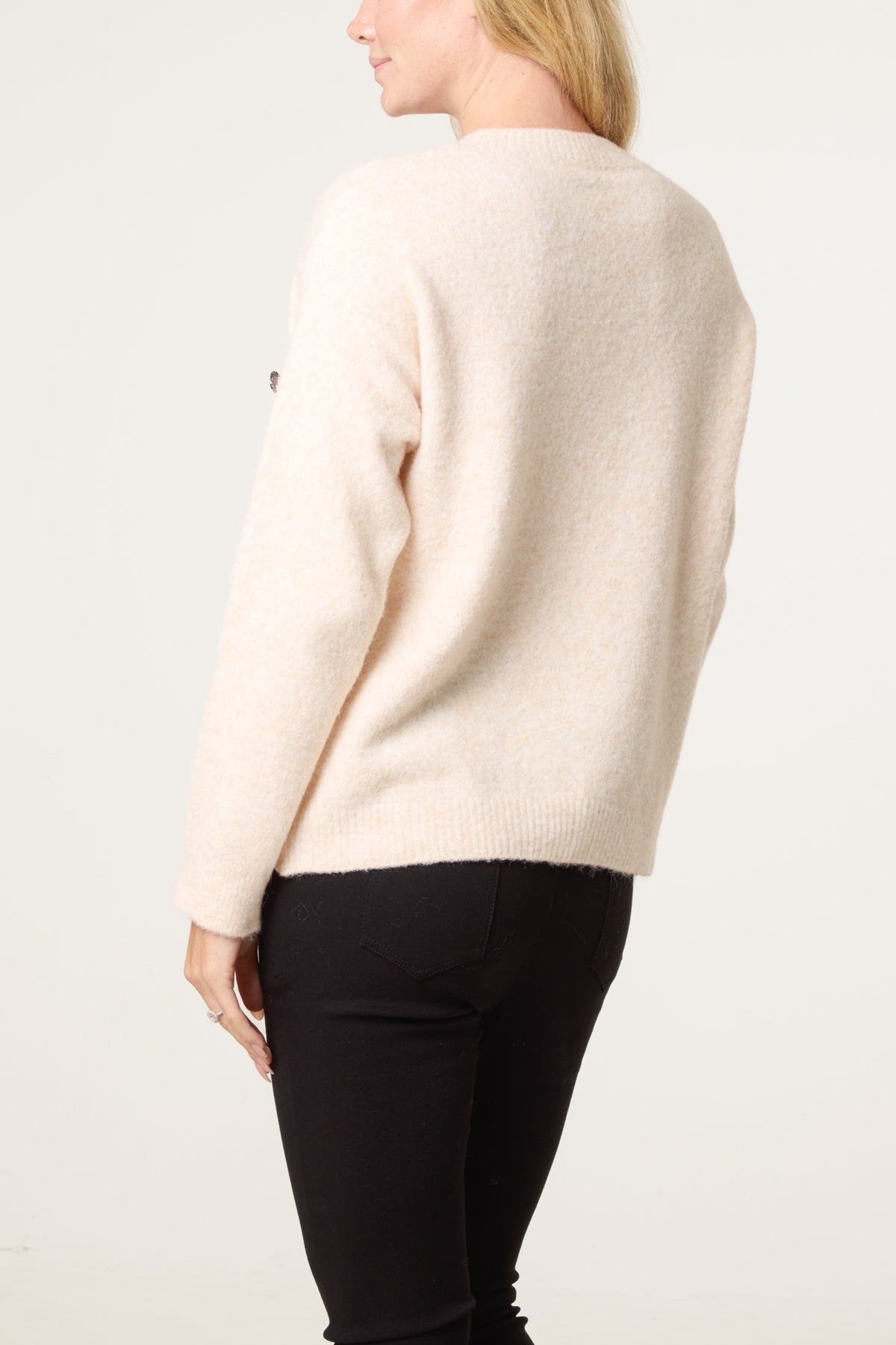 Military Band Fluffy Knit Jumper