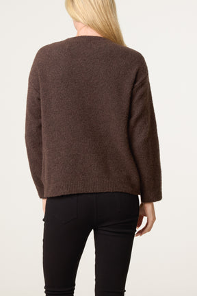 Military Band Fluffy Knit Jumper