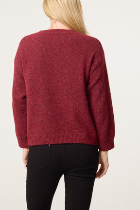 Military Band Fluffy Knit Jumper