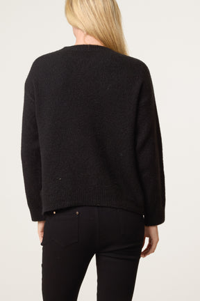 Military Band Fluffy Knit Jumper