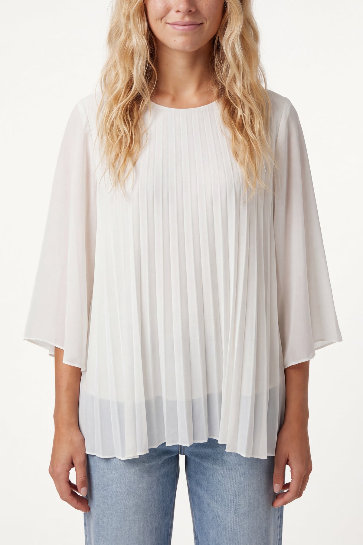 Metallic Glitter Pleated Blouse