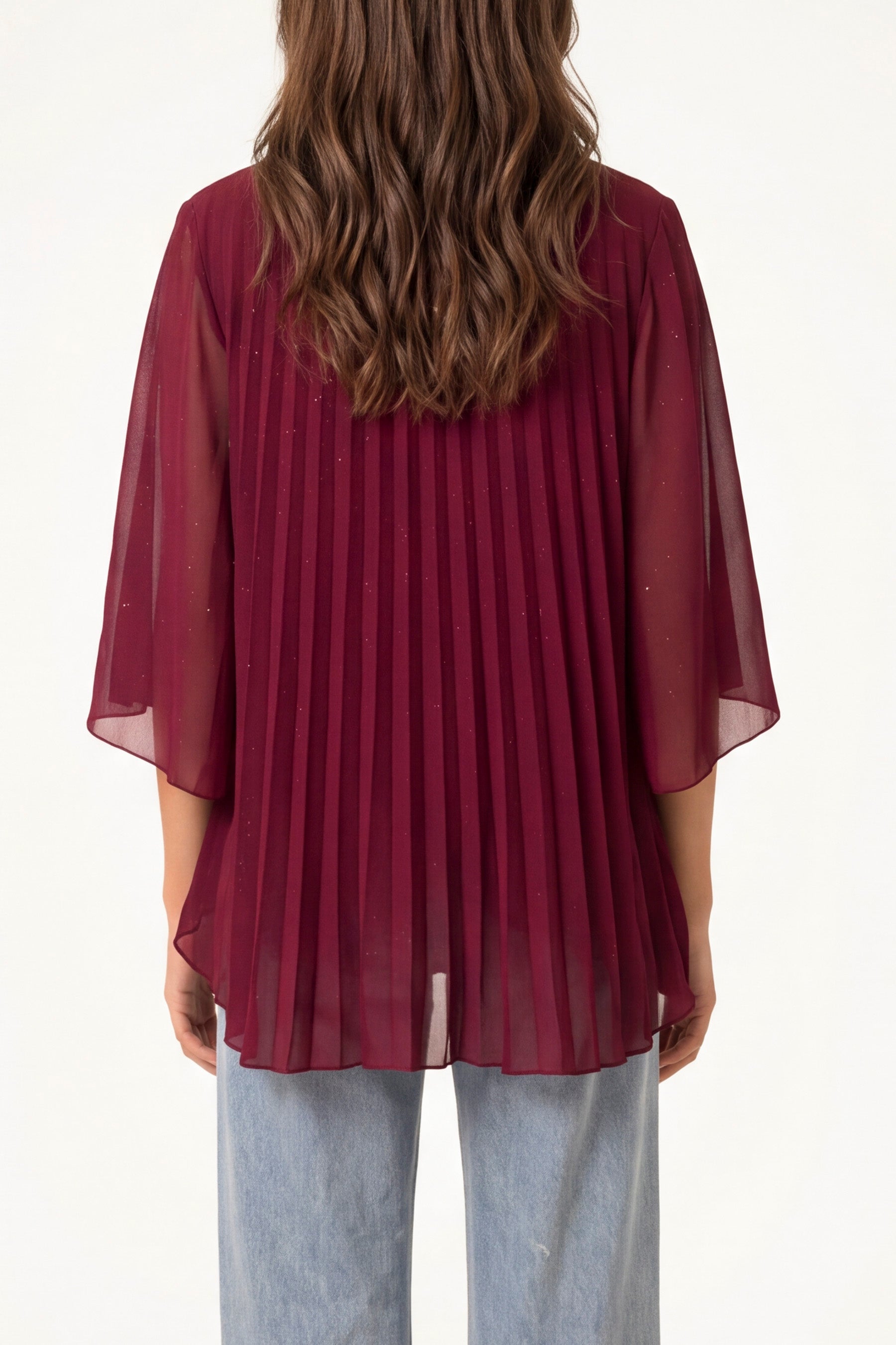 Metallic Glitter Pleated Blouse