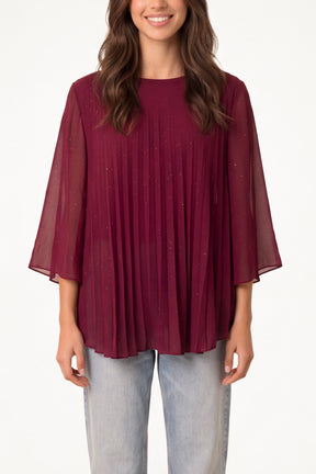 Metallic Glitter Pleated Blouse