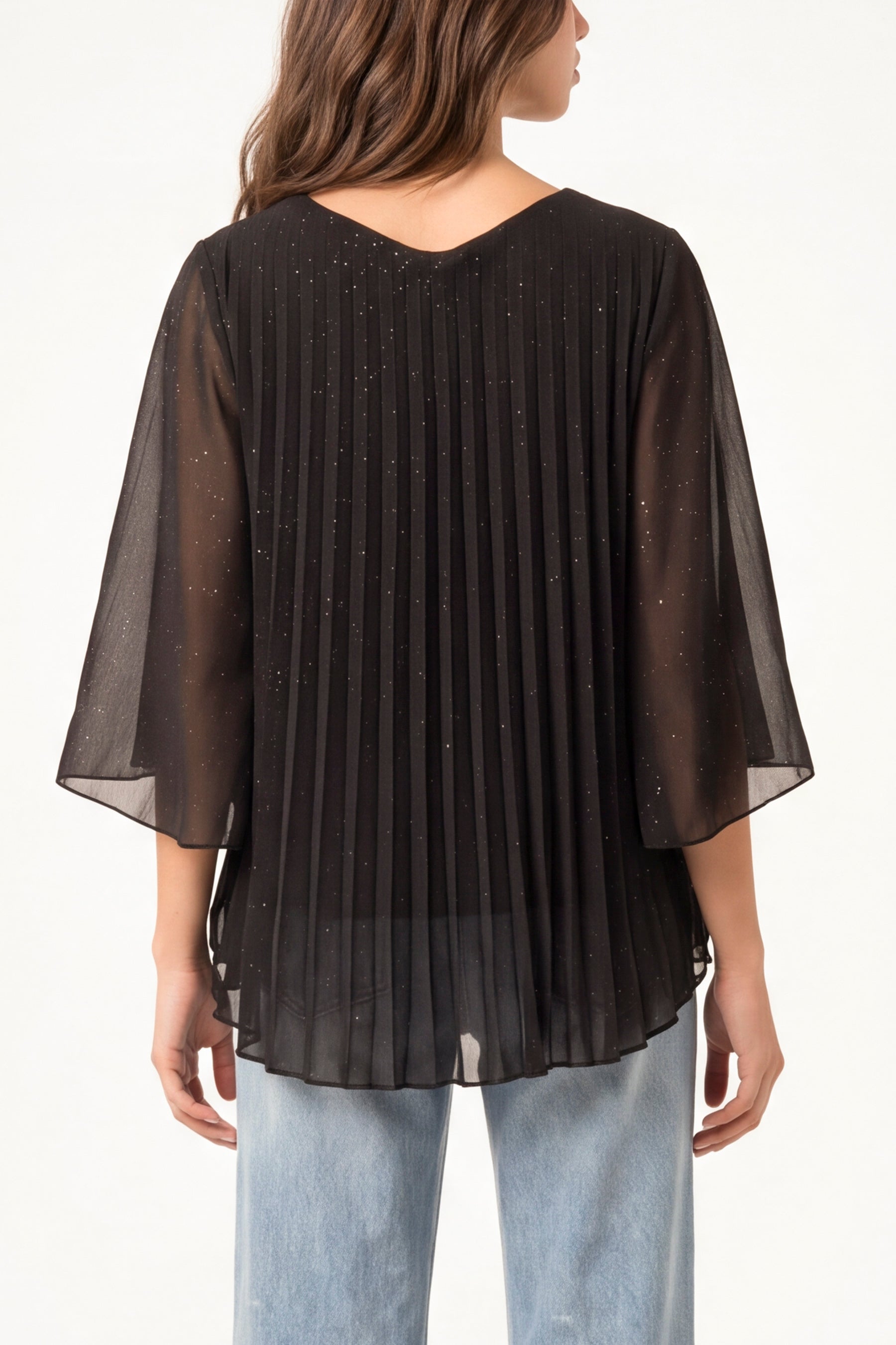 Metallic Glitter Pleated Blouse