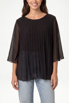 Metallic Glitter Pleated Blouse