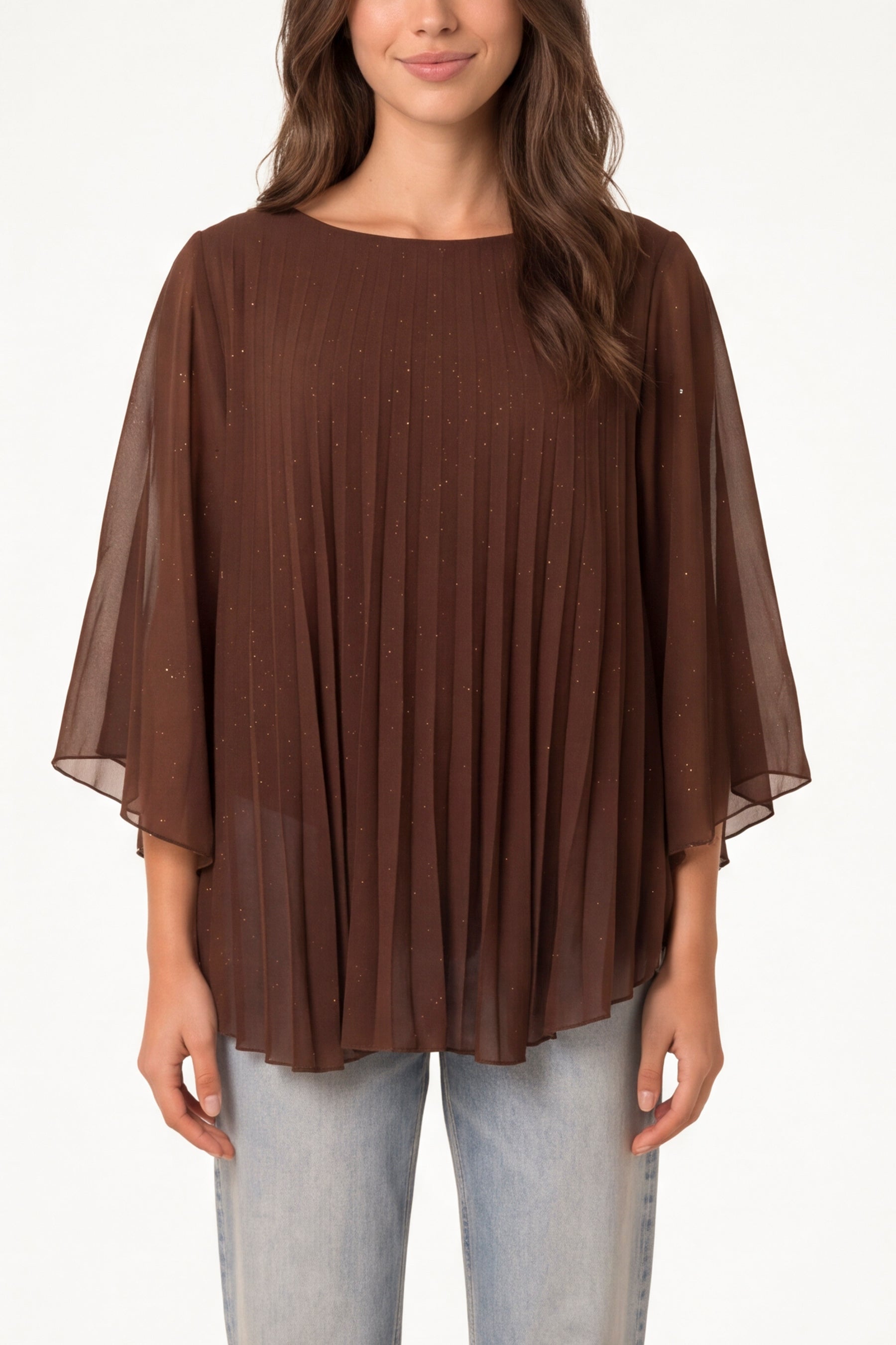 Metallic Glitter Pleated Blouse