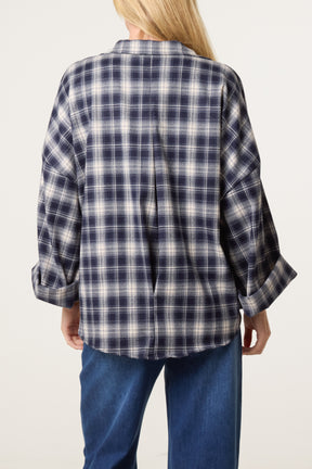 Plaid Loose Fit Button Through Shirt