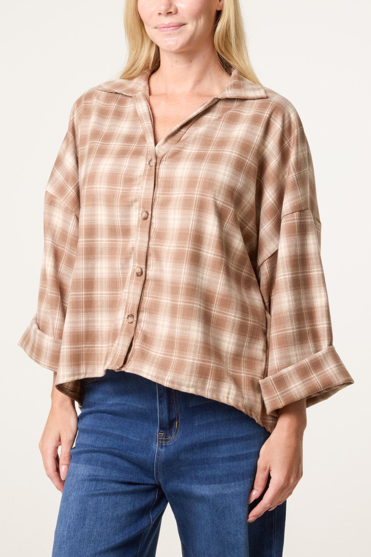 Plaid Loose Fit Button Through Shirt